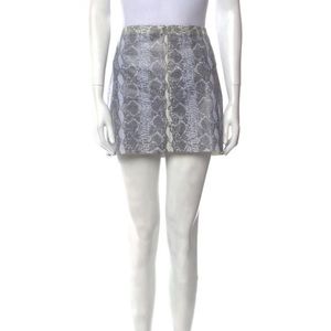 Alice and Olivia Gray Snakeskin Print Leather Skirt